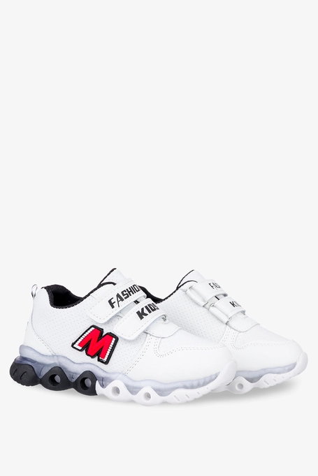 Białe buty sportowe na rzepy Casu 10-3-22-M