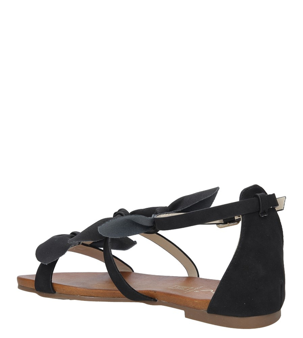 Czarne płaskie sandały z kokardkami z zakrytą piętą Casu K18X14/B