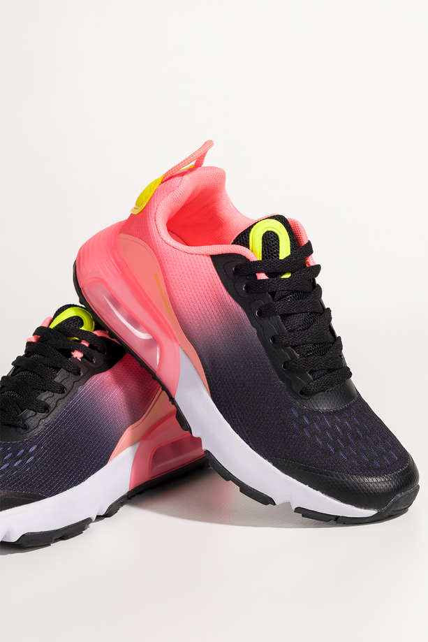 Koralowe sneakersy damskie buty sportowe cieniowane na koturnie sznurowane Casu D0840