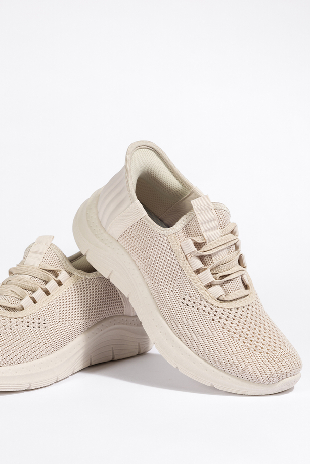 Beżowe buty sportowe damskie sneakersy sznurowane z perforacją Casu PDJ269-39