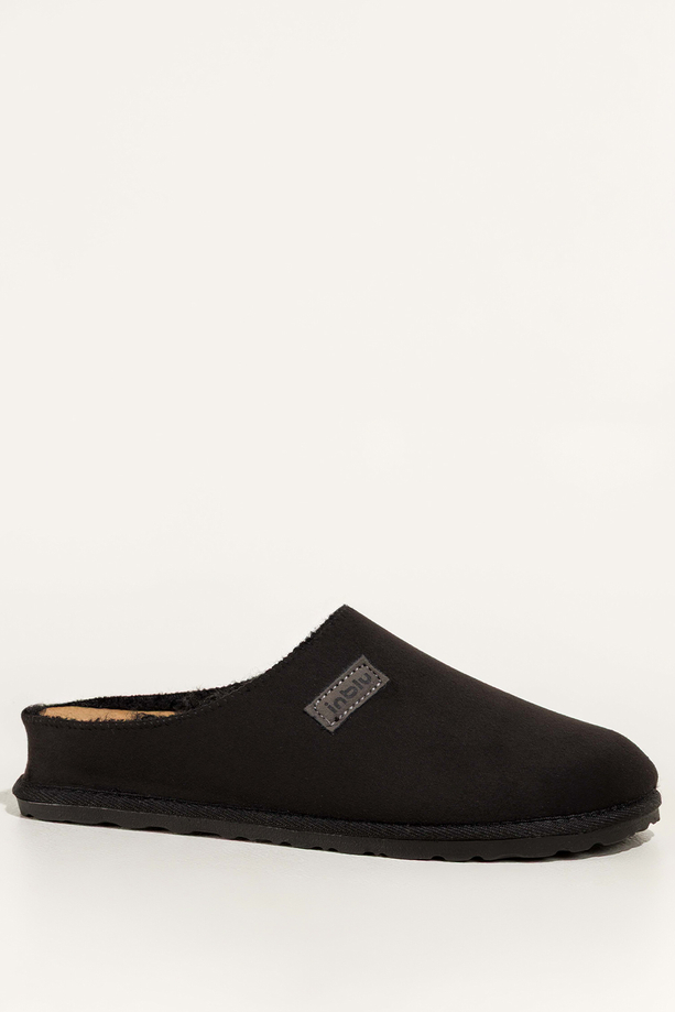 Czarne kapcie damskie Inblu obuwie domowe z wyjmowaną skórzaną wkładką XH999954