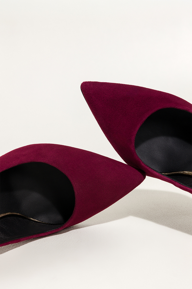 Bordowe szpilki damskie skórzane zamszowe klasyczne PRODUKT POLSKI Casu 8090-656