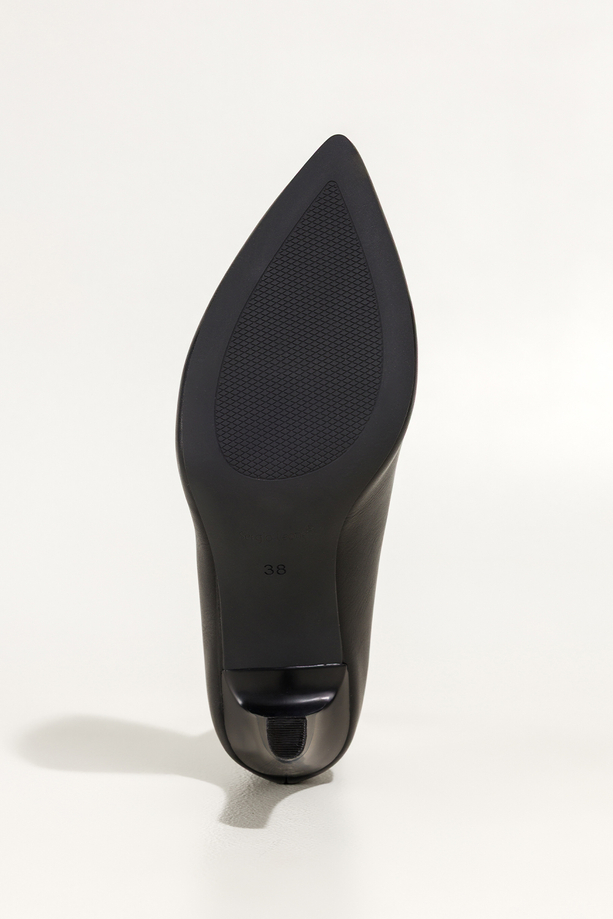 Czarne czółenka damskie Sergio Leone na słupku skórzana wkładka 8553