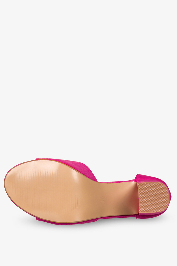 Fuksjowe sandały z ozdobą na słupku z zakrytą piętą pasek wokół kostki Casu ER23X4-F