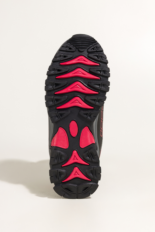 Czerwone buty trekkingowe damskie z czarnymi dodatkami sznurowane softshell Casu Y7994-5