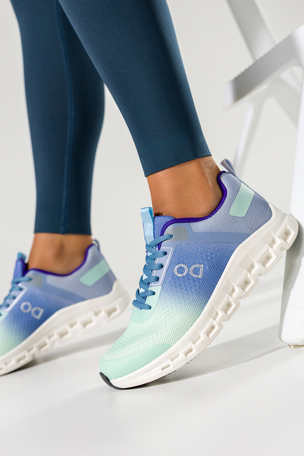 Zielone sneakersy damskie buty sportowe na siłownię cieniowane na białej podeszwie ze żłobieniami sznurowane Casu BC108