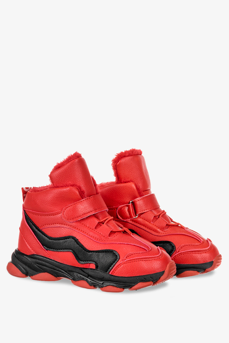 Czerwone trzewiki dziecięce na rzep Casu 132A