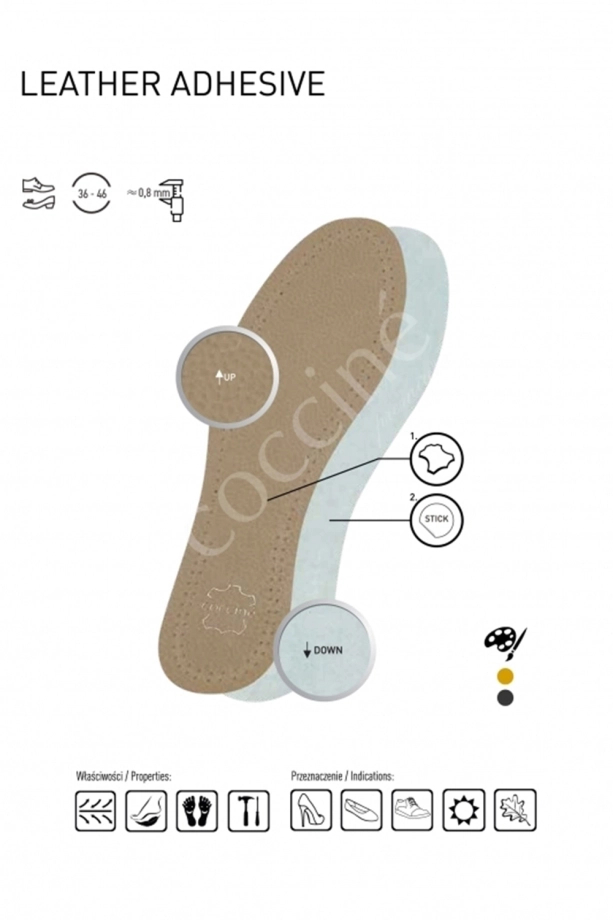 Cienka wkładka skórzana wklejana Coccine Leather Adhesive do obuwia wizytowego i biurowego