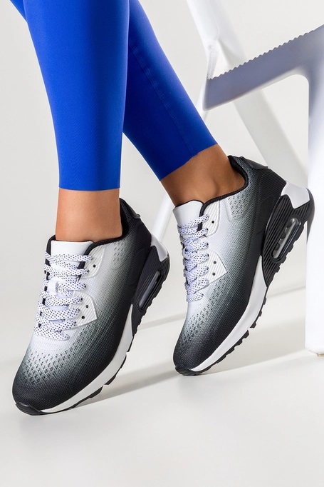 Białe sneakersy damskie buty sportowe cieniowane na koturnie ze żłobieniami sznurowane Casu D802