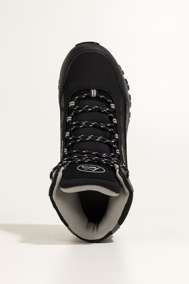 Czarne buty trekkingowe damskie z szarymi dodatkami sznurowane softshell Casu Y7994-8