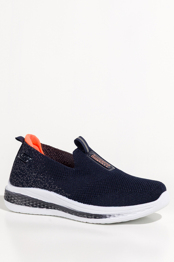 Granatowe sneakersy damskie buty sportowe slip on na fitness z perforacją biała elastyczna platforma wsuwane Carla DQ116B-4