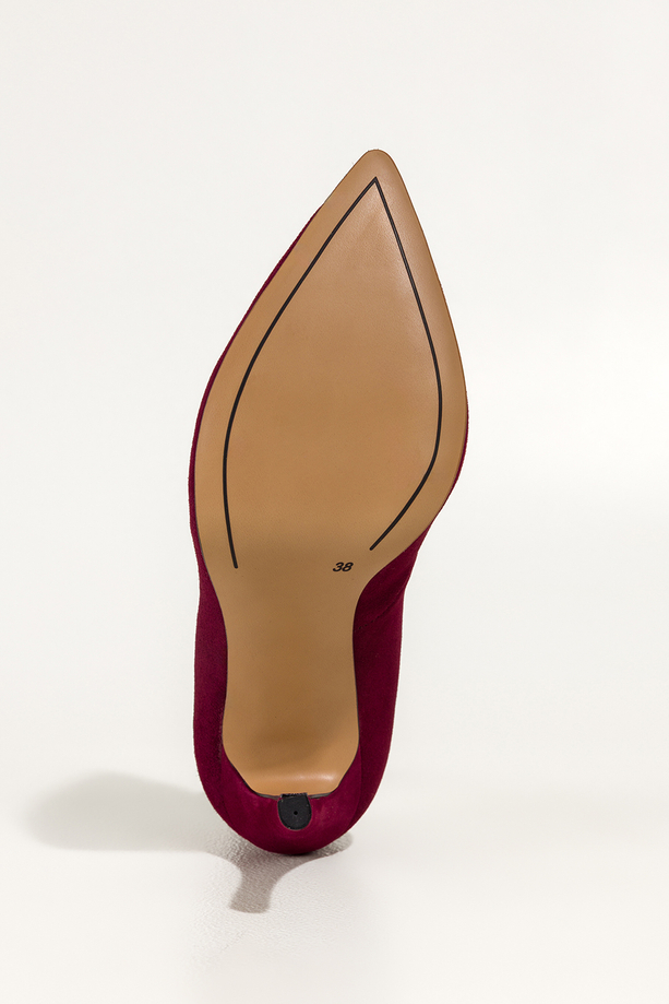 Bordowe szpilki damskie skórzane zamszowe klasyczne PRODUKT POLSKI Casu 8090-656