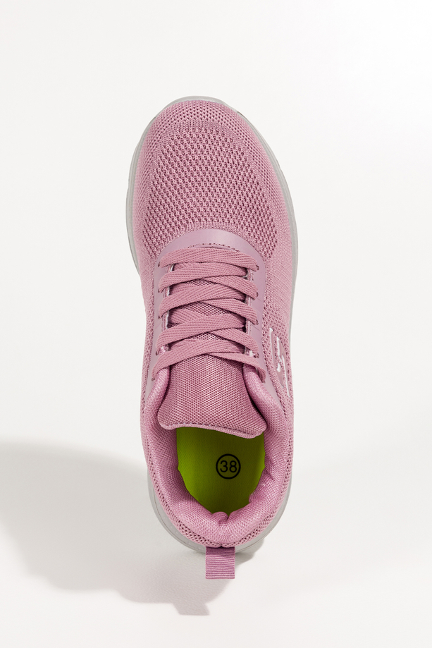 Różowe sneakersy damskie buty sportowe na fitness z perforacją szara platforma sznurowane Casu JK9321-45