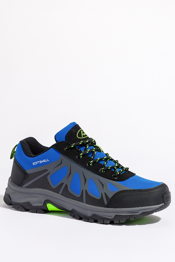 Niebieskie buty trekkingowe damskie z czarnymi dodatkami sznurowane softshell Casu B2110-3
