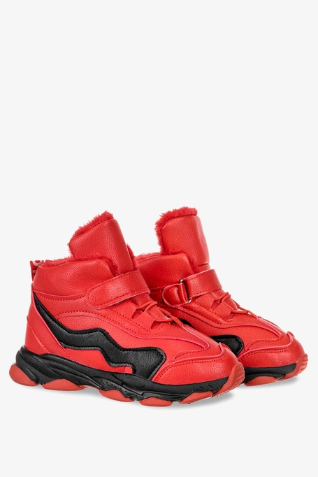 Czerwone trzewiki dziecięce na rzep Casu 132A