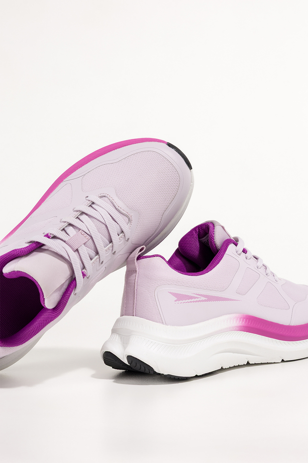 Fioletowe sneakersy damskie buty sportowe na siłownię biała platforma fioletowe wstawki sznurowane Casu 9026-3