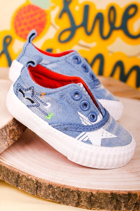 Niebieskie trampki z gumką Casu 20O28/M