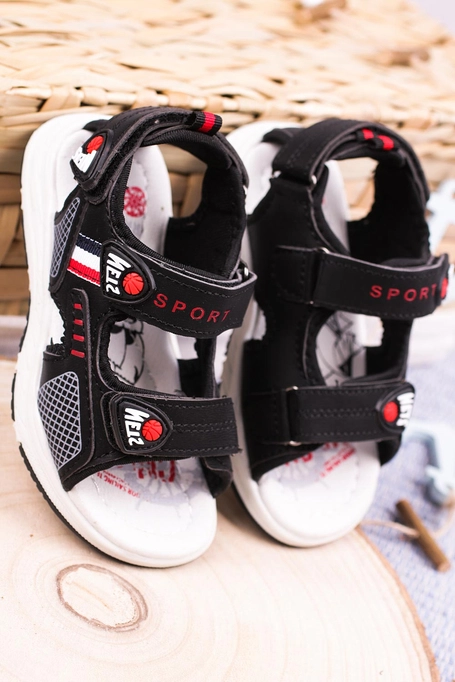 Czarne sandały na rzepy Casu F03