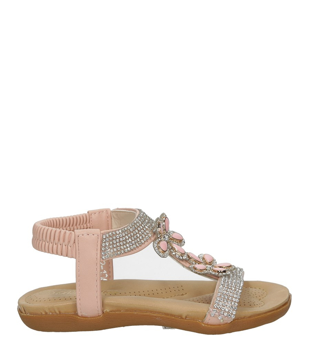 Różowe sandały z kryształkami Casu E22-106