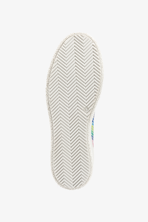 Wielokolorowe półbuty skórzane damskie slip on na platformie PRODUKT POLSKI Casu 2814-730
