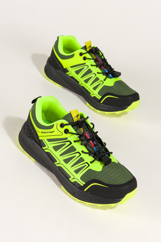 Zielone buty sportowe trekkingowe damskie na bieżnikowanej podeszwie z regulowaną elastyczną sznurówką seledynowe wstawki Casu 7494-5D