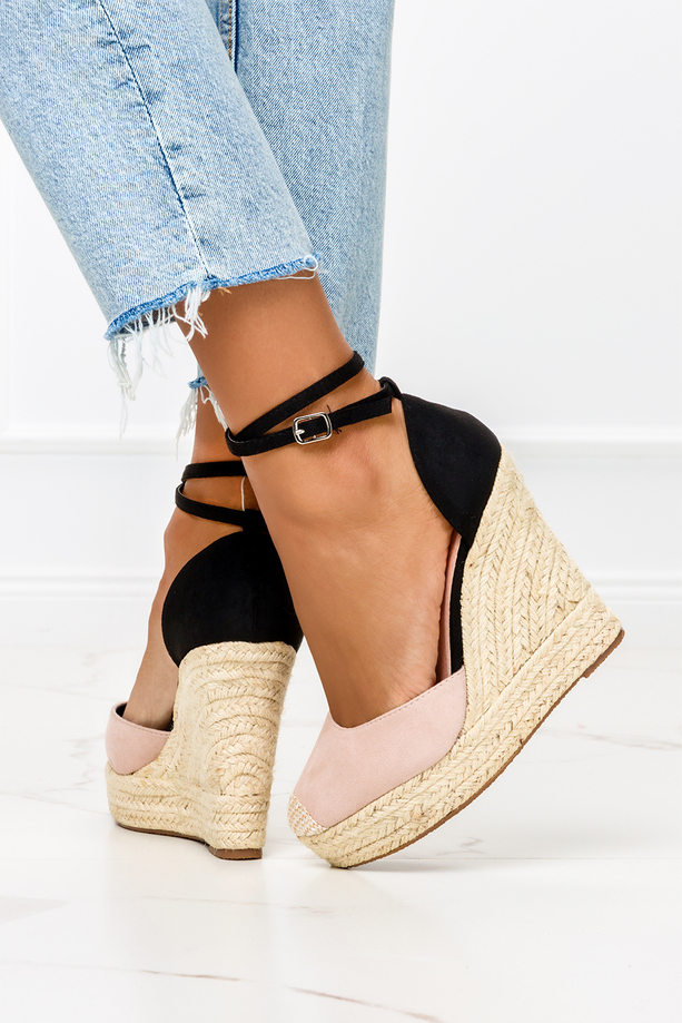 Beżowe sandały espadryle na koturnie Casu A108-37