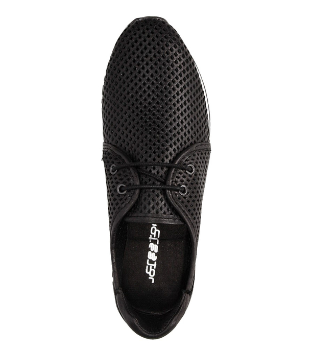 Czarne buty sportowe skórzane sznurowane Creator 9811A
