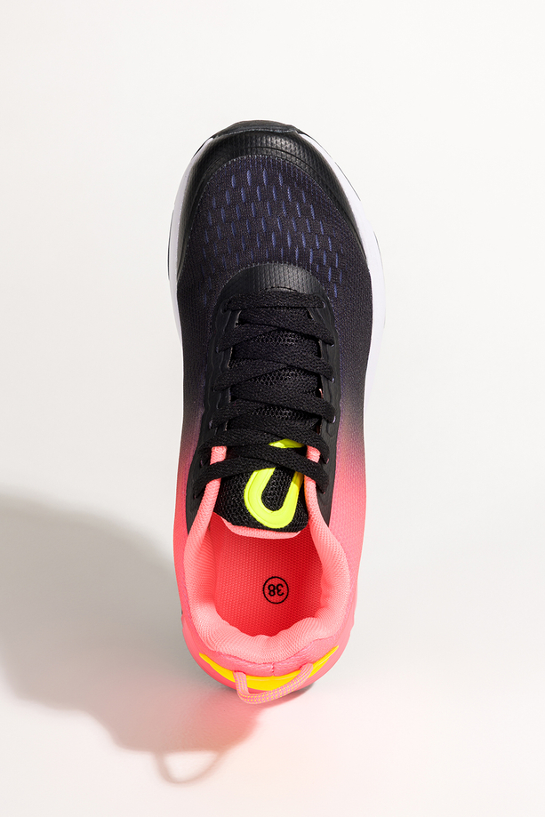 Koralowe sneakersy damskie buty sportowe cieniowane na koturnie sznurowane Casu D0840