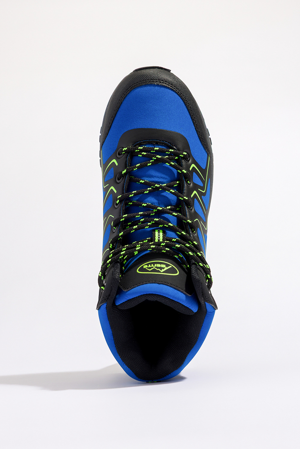 Niebieskie buty trekkingowe damskie z seledynowymi dodatkami sznurowane softshell Casu B2115-3