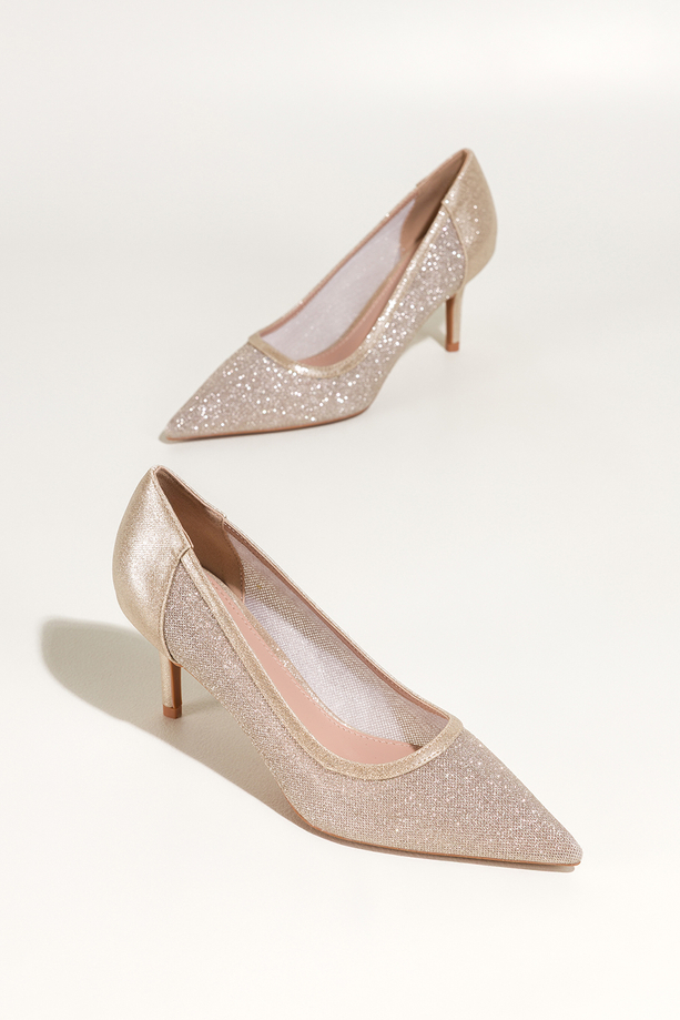 Złote czółenka damskie szpilki brokatowe Carla GF703K