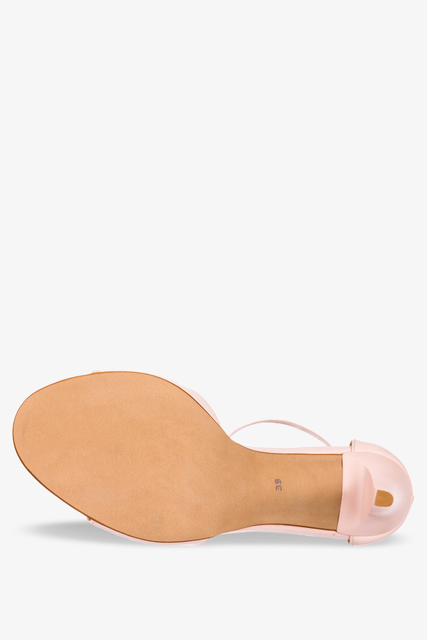 Różowe sandały szpilki z zakrytą piętą pasek wokół kostki POLSKA SKÓRA Casu 2495-330