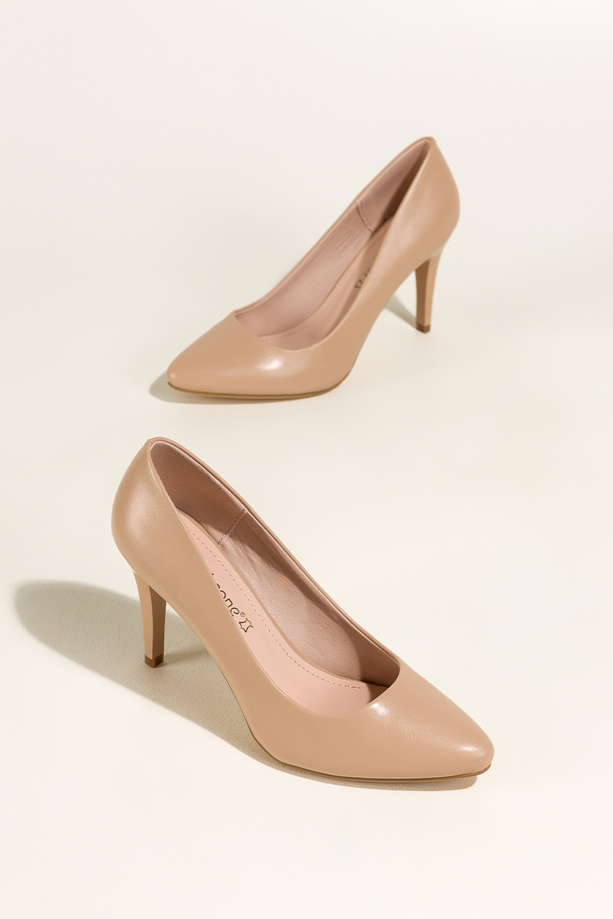 Ciemnobeżowe szpilki damskie Sergio Leone skórzana wkładka 8603