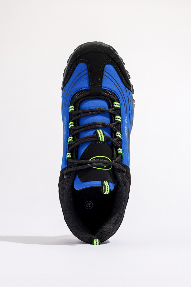 Niebieskie buty trekkingowe damskie z czarnymi dodatkami sznurowane softshell Casu B1528-6