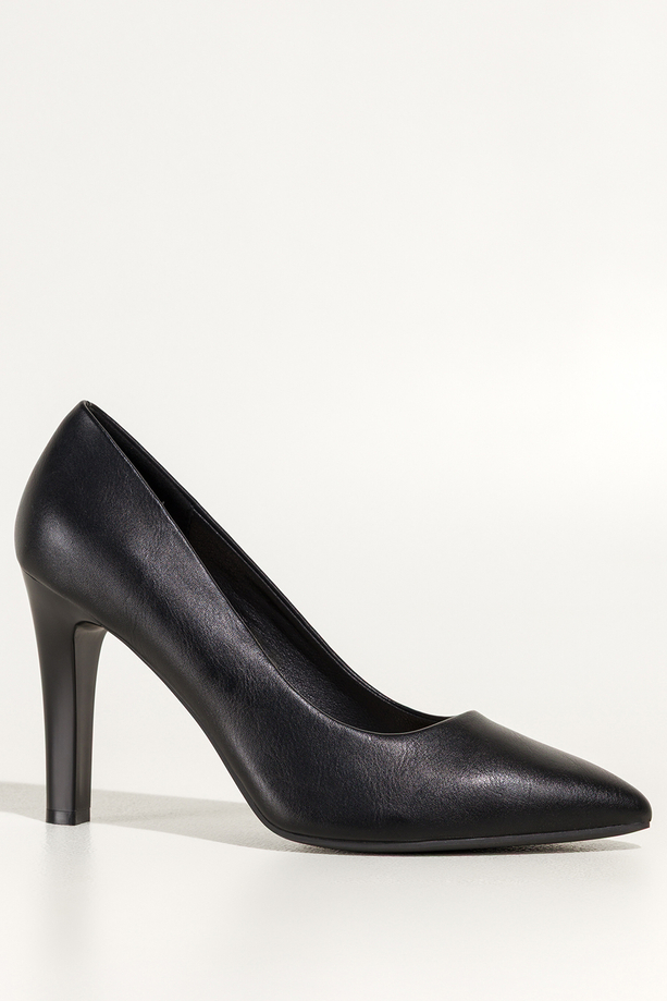 Czarne czółenka damskie Sergio Leone na słupku skórzana wkładka 8553