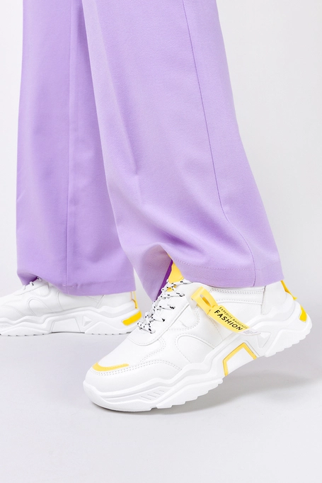 Białe sneakersy na platformie damskie buty sportowe sznurowane Casu 12-11-21-WY