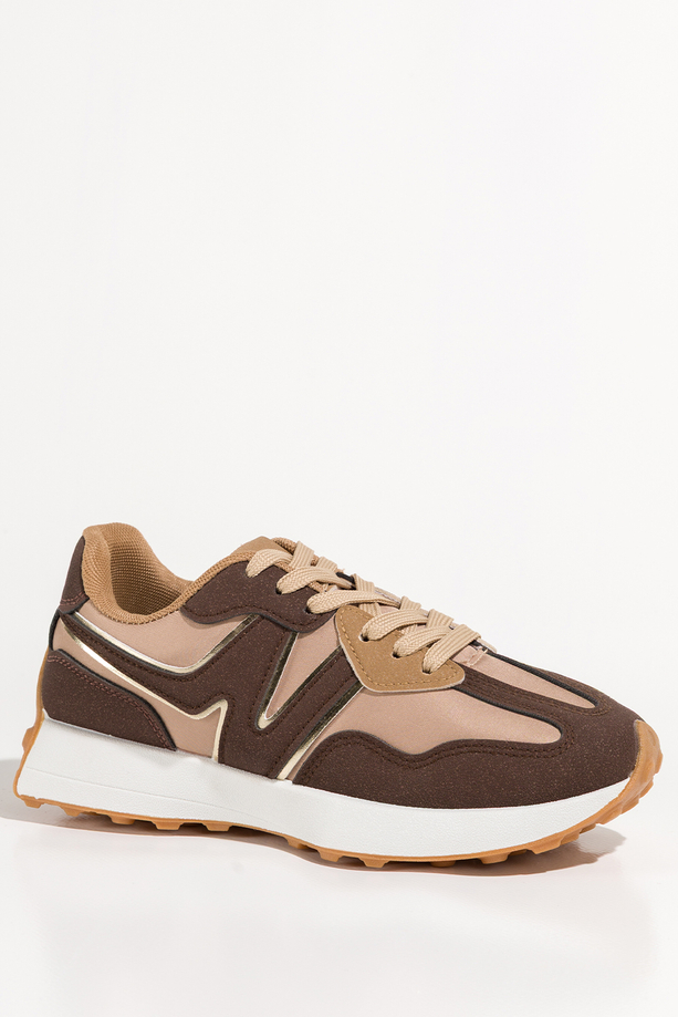 Brązowe sneakersy damskie na białej platformie sznurowane Casu LA295P