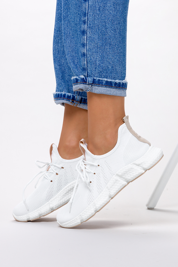 Białe sneakersy na platformie buty sportowe sznurowane Casu YF608-63