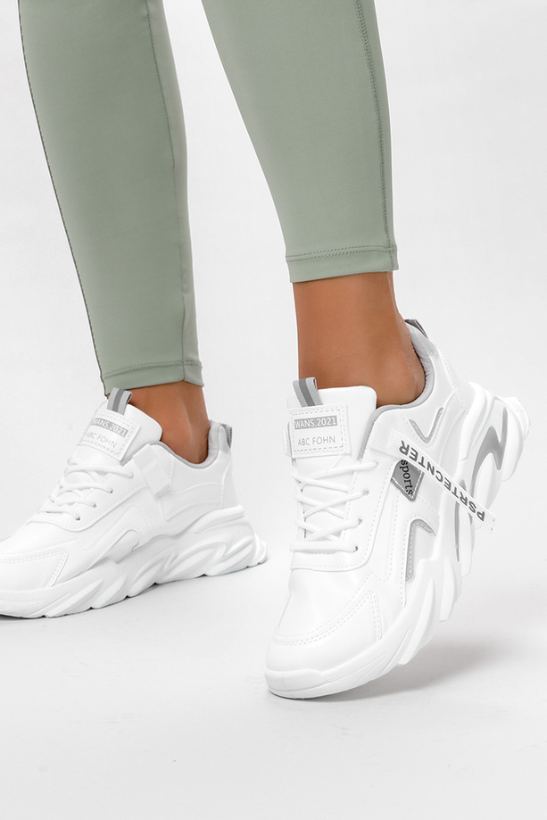 Białe sneakersy na platformie buty sportowe sznurowane Casu 20-11-21-WG