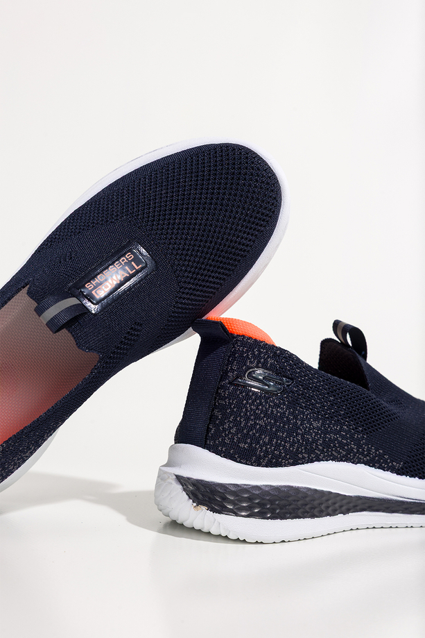 Granatowe sneakersy damskie buty sportowe slip on na fitness z perforacją biała elastyczna platforma wsuwane Carla DQ116B-4