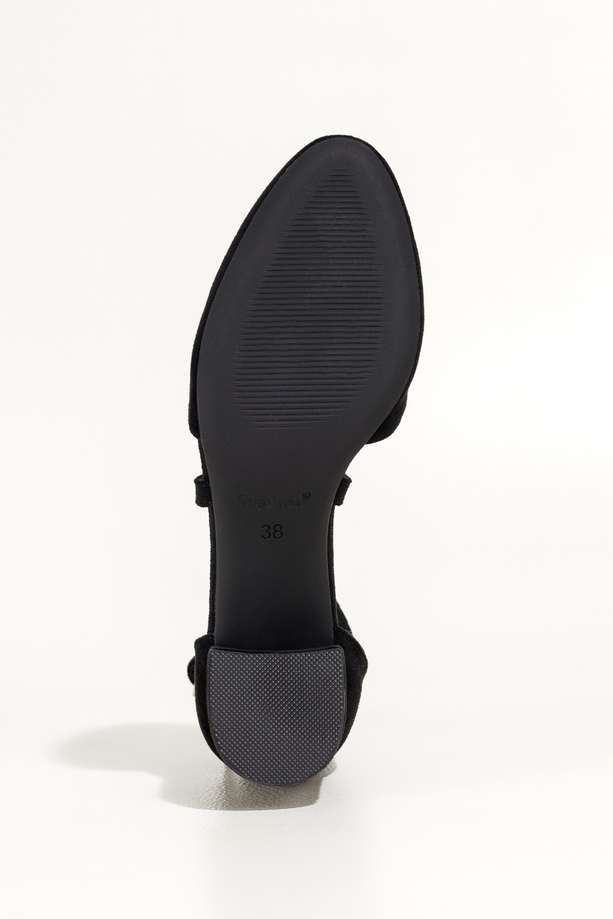 Czarne czółenka damskie Sergio Leone na szerokim słupku paski na krzyż skórzana wkładka HP175