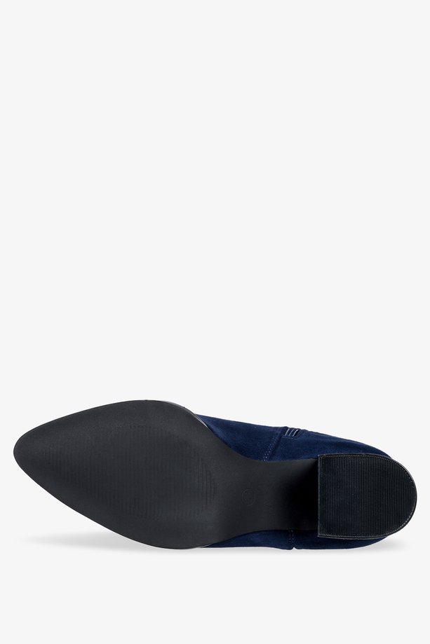 Granatowe botki damskie z gumą na ozdobnym obcasie Casu D212X10-N