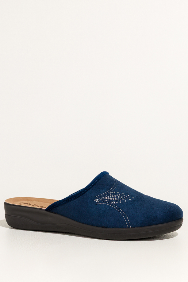 Granatowe kapcie damskie Inblu obuwie domowe z cyrkoniami wkładka soft XU999951