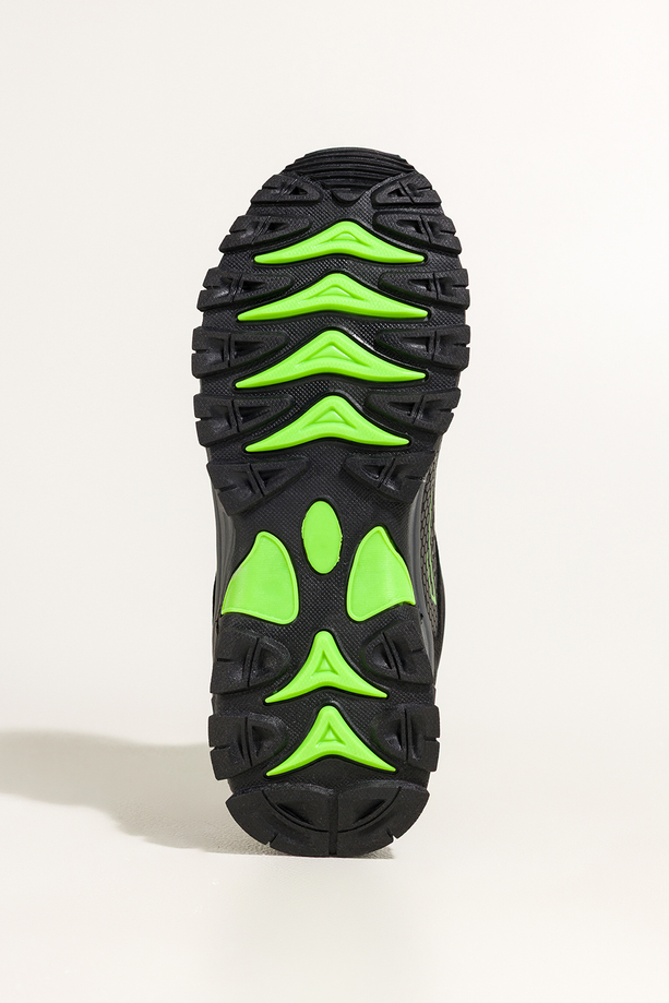 Czarne buty trekkingowe damskie z seledynowymi dodatkami sznurowane softshell Casu Y7997-7