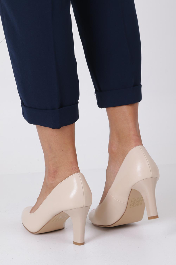 Beżowe czółenka peep toe ze skórzaną wkładką Casu DD19X1/BE
