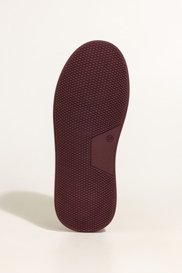 Bordowe sneakersy skórzane damskie buty sportowe na platformie beżowe wstawki sznurowane PRODUKT POLSKI Casu 5967