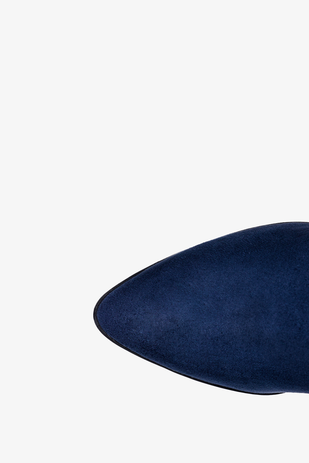 Granatowe botki damskie z gumą na ozdobnym obcasie Casu D212X10-N