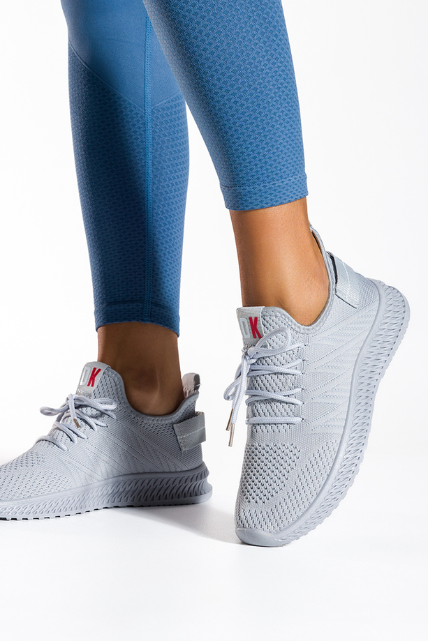 Szare sneakersy damskie buty sportowe sznurowane Casu SJ2300-3
