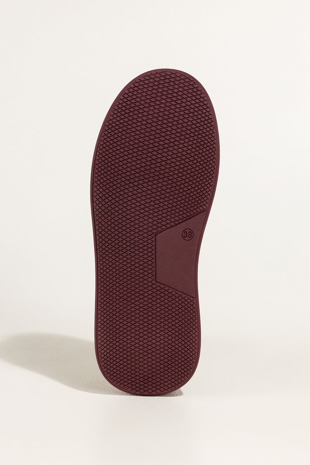 Bordowe sneakersy skórzane damskie buty sportowe na platformie beżowe wstawki sznurowane PRODUKT POLSKI Casu 7987