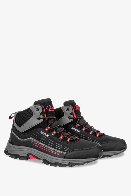 Czarne buty trekkingowe sznurowane softshell Casu A2005-3