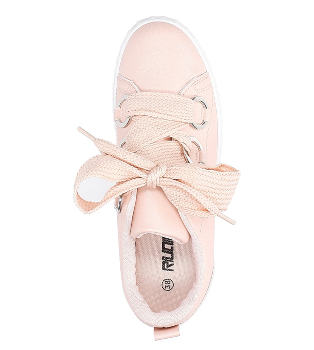 Różowe buty sportowe creepersy na platformie sznurowane Casu AB-67
